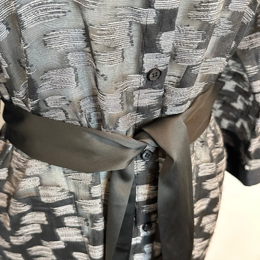 Lafayette 148 Stunning Sheer Jacquard Silk Wool Blend Belted Jacket Beautiful